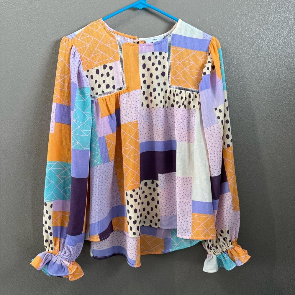 Fate Multicolor Patchwork Long Sleeve Blouse - image 1